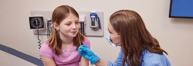 Girl receiving a test