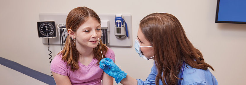 Girl receiving a test