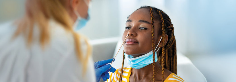 Patient getting swabbed for testing