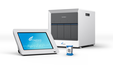 GeneXpert system with touchscreen and GeneXpert cartridge