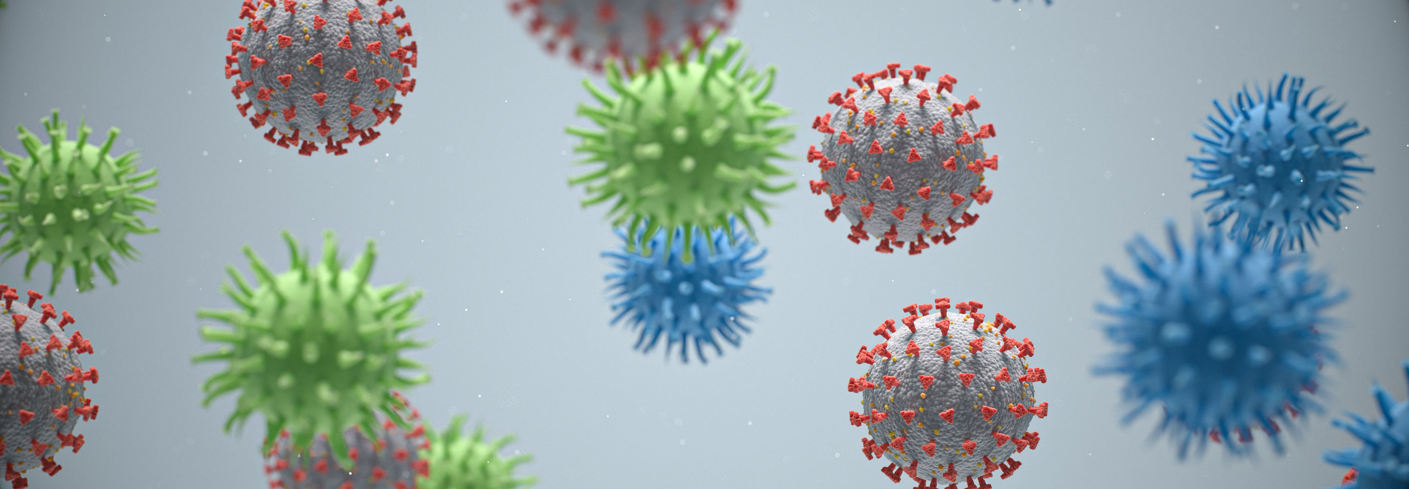 CoV-2/Flu/RSV virus computer generated depiction.